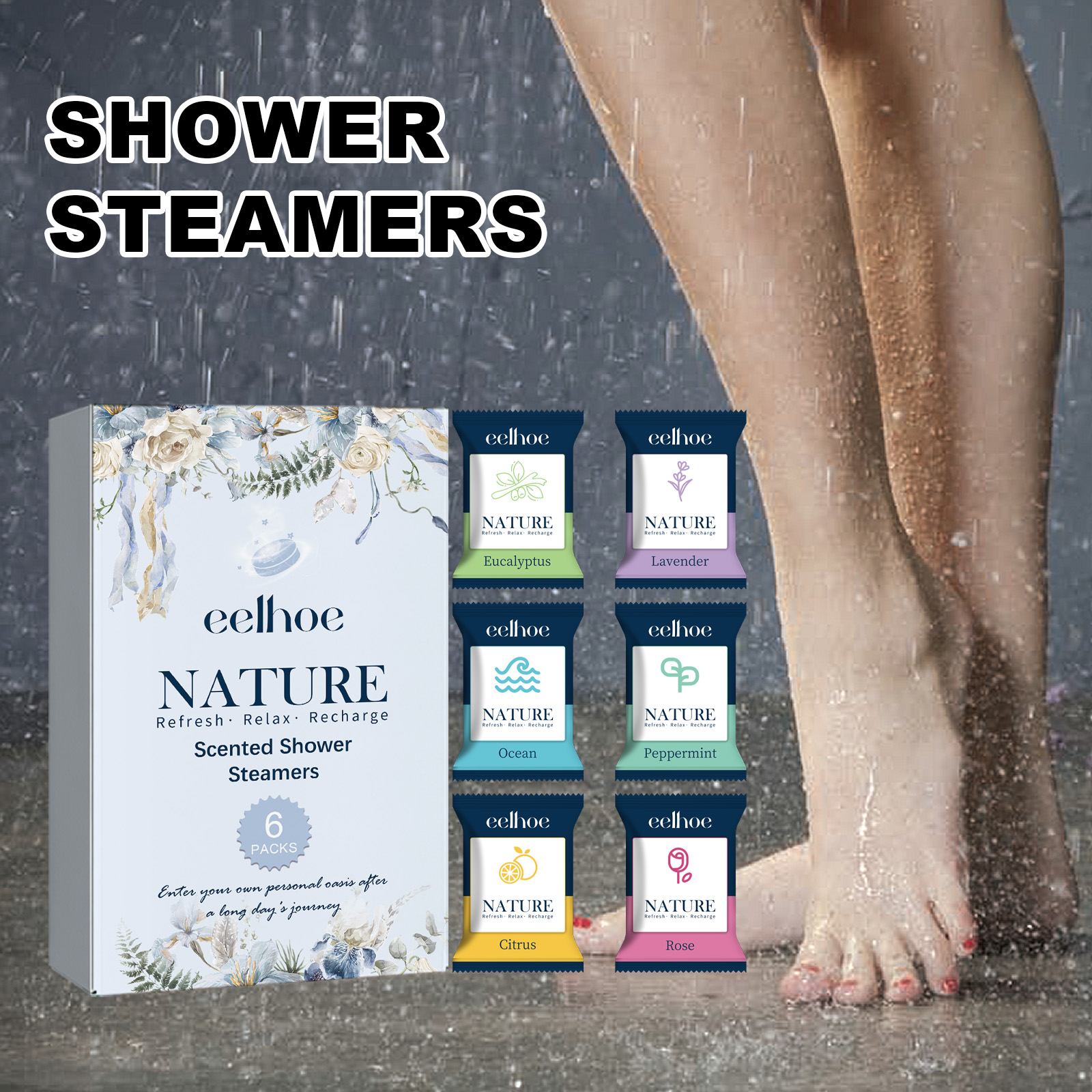 Shower Steamer Tablet - 6pcs Aromatherapy Shower Steamers Long-Lasting Fragrance